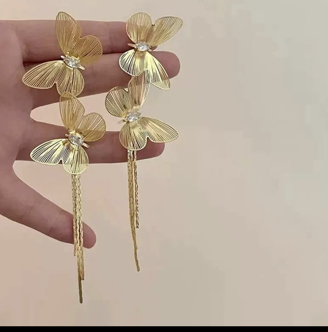 Golden Butterfly Drape Earrings