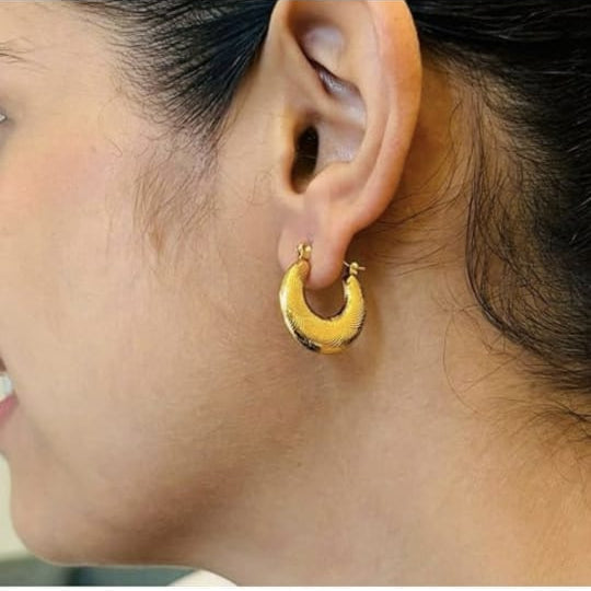 Textured Circular Hoop Earring