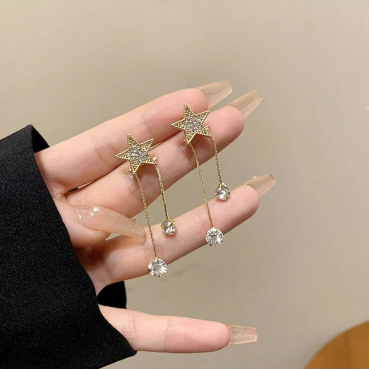 Rhinestone Star Drop Earring