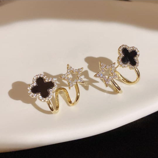 Black Celestial Clover Studs