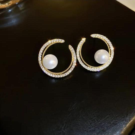 Hollow Moon Stud Earring