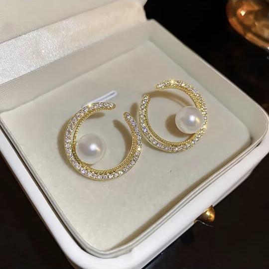 Hollow Moon Stud Earring