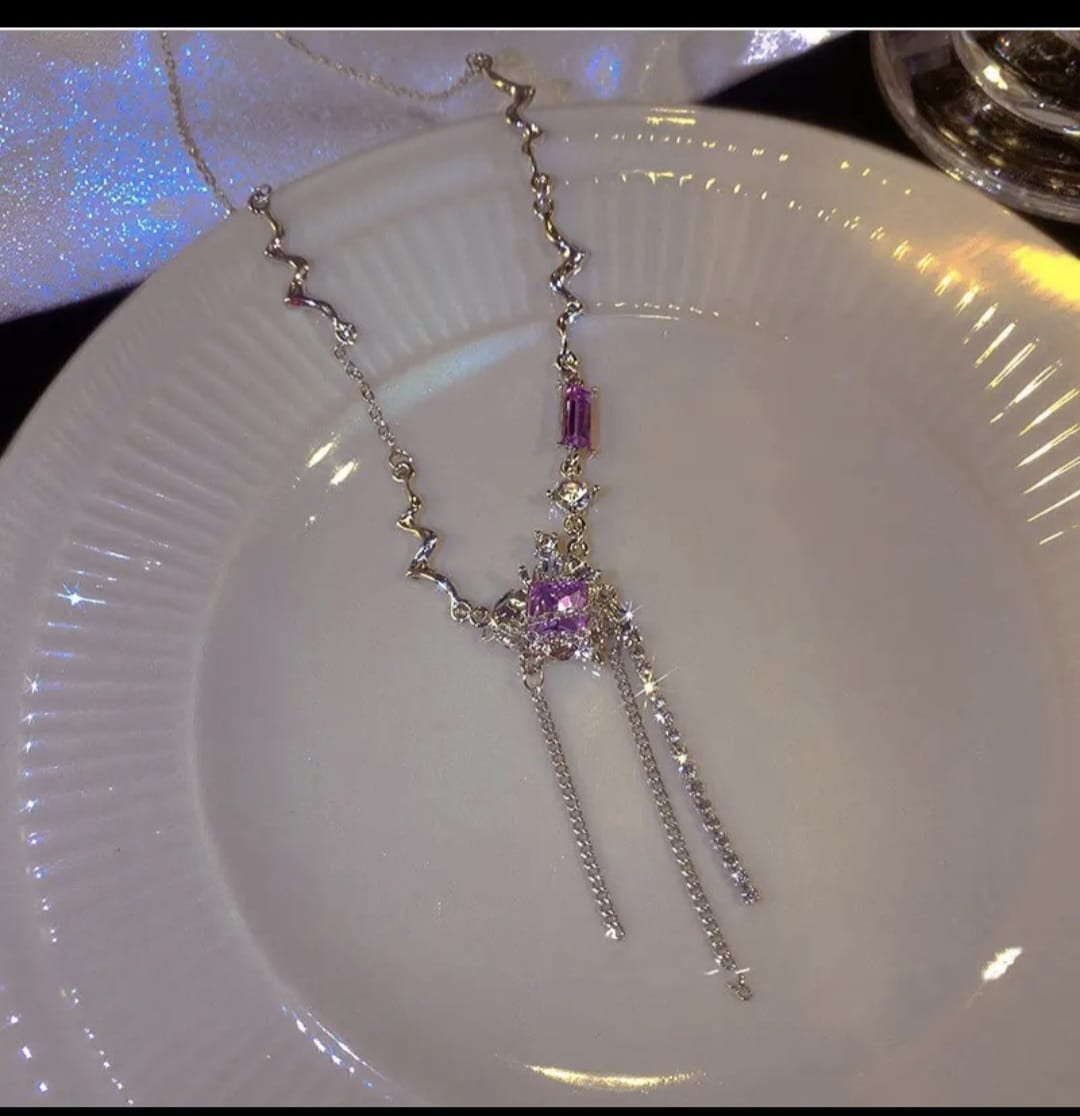 Purple Love Tassel Necklace