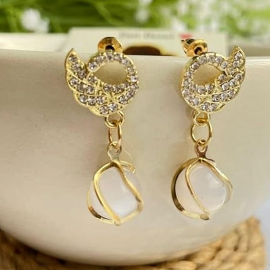 Crystal Swan Charm Earring