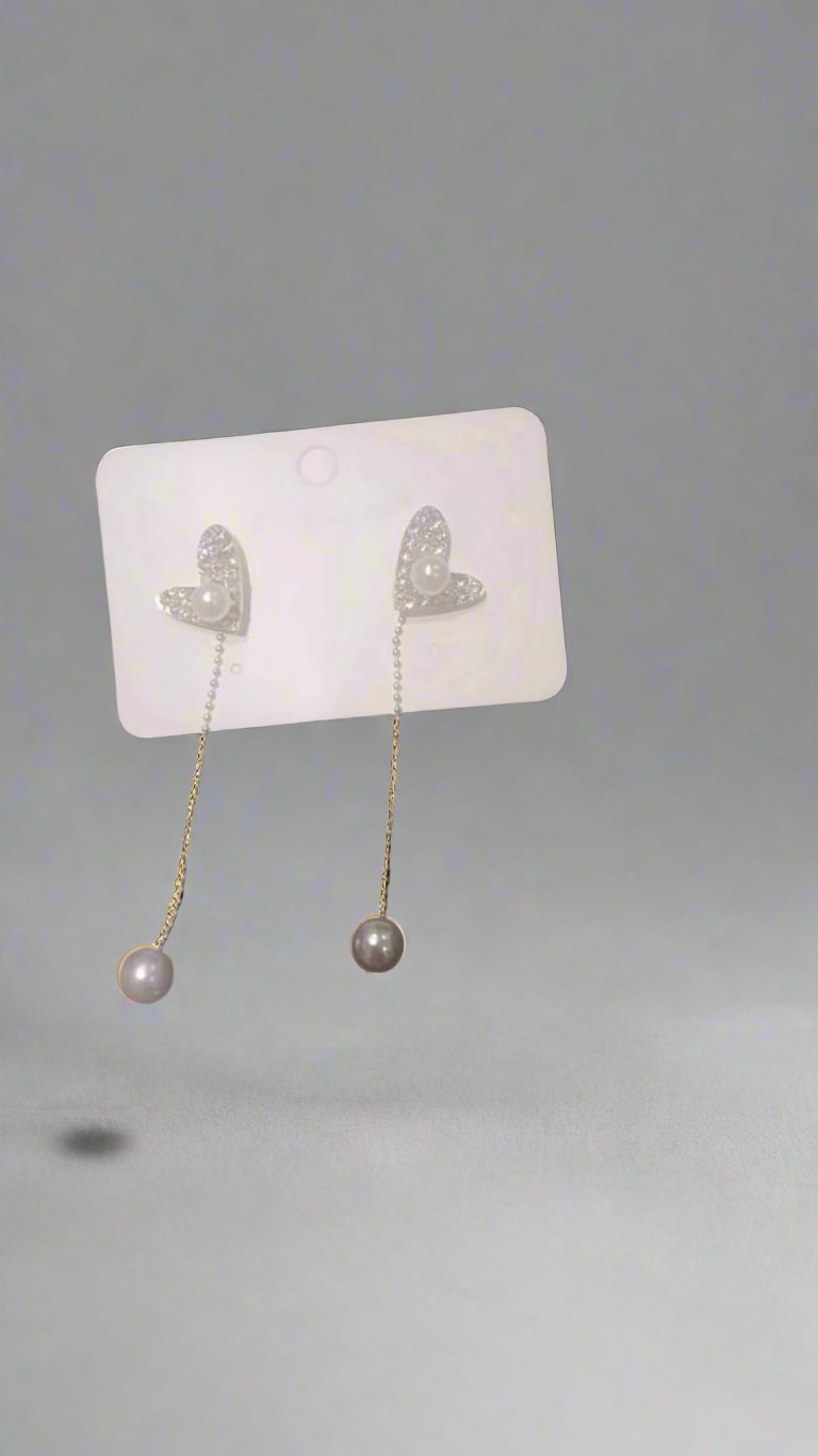 Dainty Heart Pearl Danglers