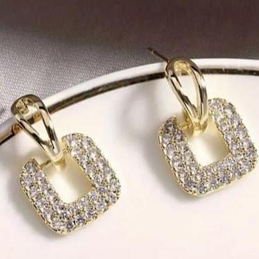 Diamond Spark Square Studs