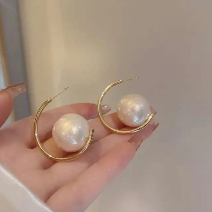 Half Moon Pearl Earrings