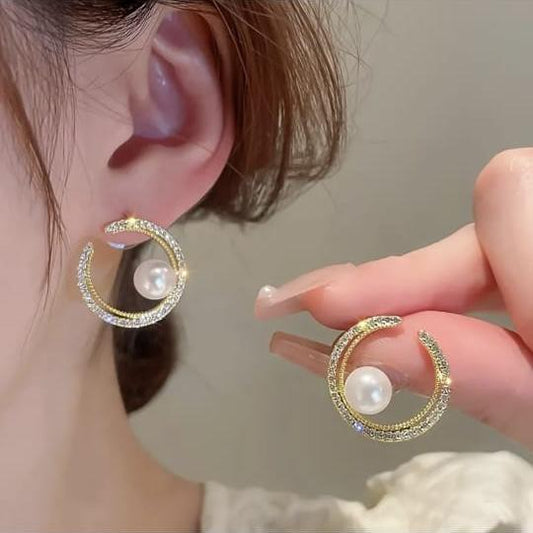 Hollow Moon Stud Earring