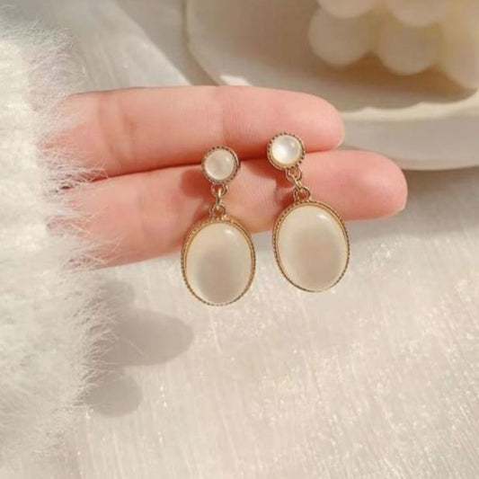 Opal Oval Drop Earring