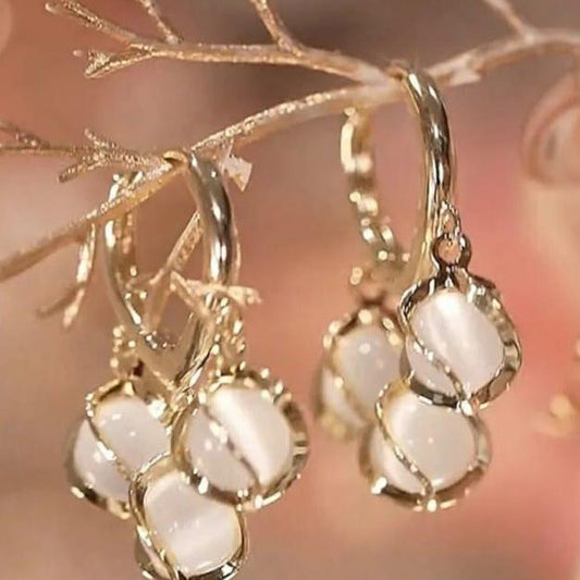 Moon opal Drop Huggie Earrings